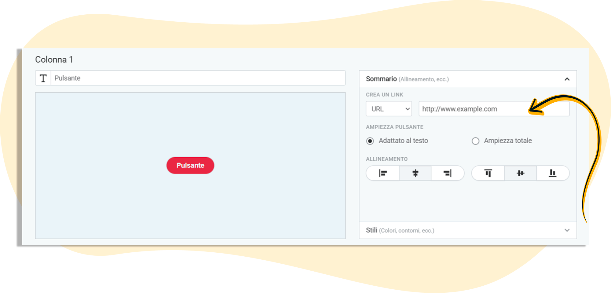 Pulsante di collegamento o CTA con rapidmail